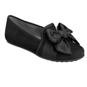 NWT Women's Aerosoles ‘Drive About’ Black Suede Bow Preppy Casual Flats Loafers